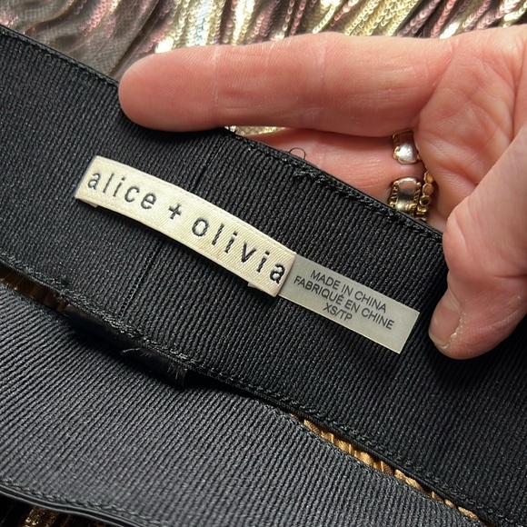Alice + Olivia NWOT Elba Cropped Wide Leg Pant Size XS in Brown and Gold - Picture 8 of 10